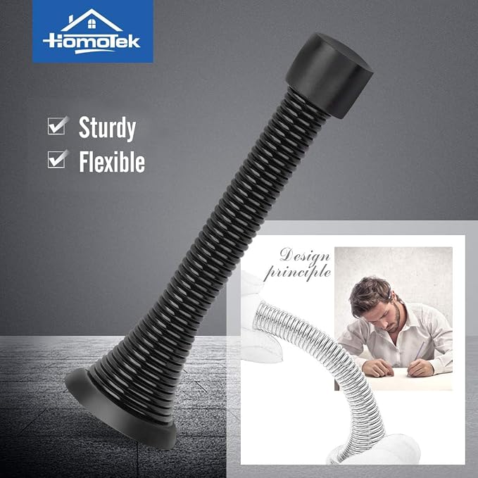 HOMOTEK 12 Pack Black Spring Door Stops, 3-1/8" Heavy Duty - Image 2