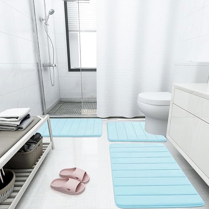 Buganda Memory Foam Bath Mat, Ultra Soft and Non-Slip Bathroom Rugs, Water - Image 2