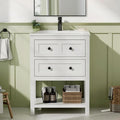 24 Inch Bathroom Vanity with Sink, Farmhouse Storage Cabinet with Drawers & by DELUXELIVING