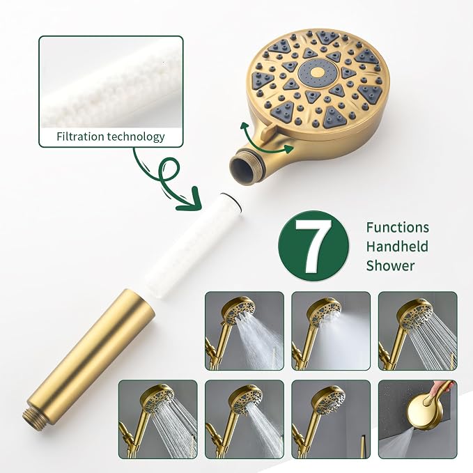 Brushed Gold Shower Faucet Set - Image 3