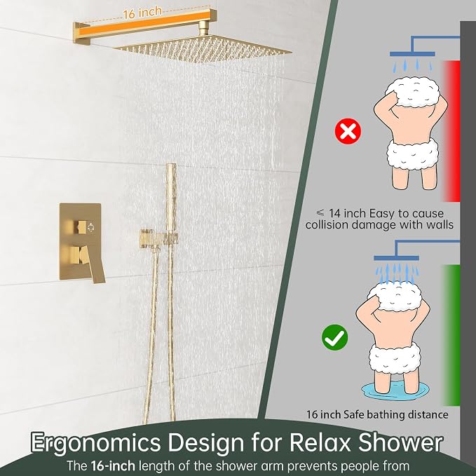Hoimpro Shower System Set with 12 Inch Bathroom Rain Mixer Shower Head and - Image 6