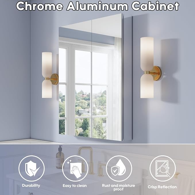 WELLFOR 28" x 36" Bathroom Medicine Cabinet - Image 3