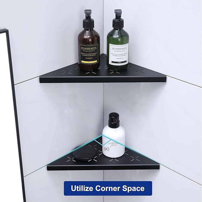 10" Corner Shower Shelf, Recessed Corner Shelf Organizer Rack, No Drilling - Image 7