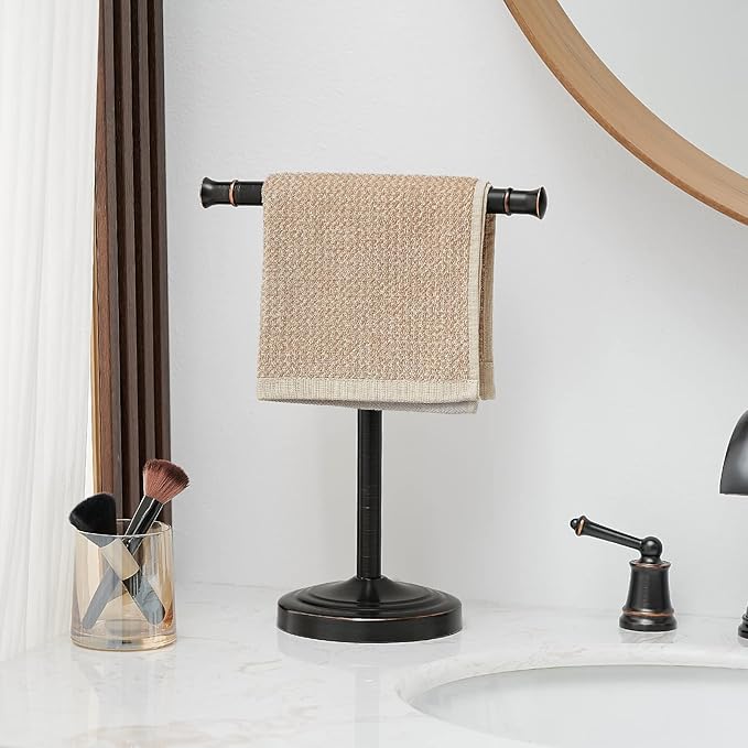 RUMOSE 13 Inch Oil Rubbed Bronze Towel Stand Hand Towel Holder Bathroom Kitchen - Image 2