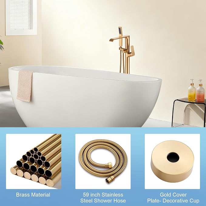Floor Mount Tub Faucet Gold: Freestanding Bathtub Faucet - Image 5