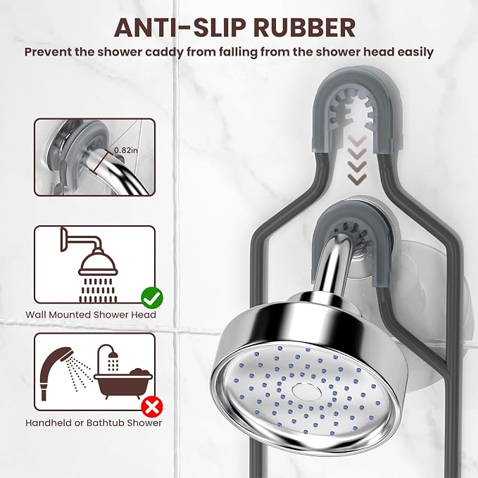 REINHARDT Shower Caddy Hanging, Rustproof Bathroom Caddy Anti-Swing Shower - Image 5