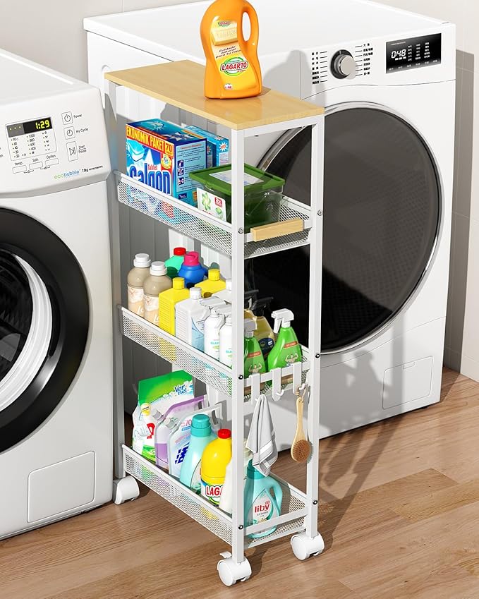 TIPGO Utility Slim Storage Cart, 4 Tier Rolling Cart by TIPGO