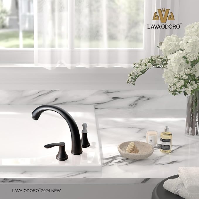 Oil Rubbed Bronze Roman Tub Faucet, Lava Odoro 8 inch Widespread Bathtub Faucet - Image 2