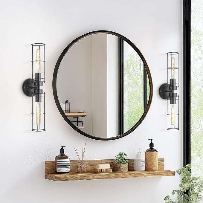 Emak 22 Inch Black Bathroom Light Fixtures Over Mirror, Modern Industrial 2 - Image 7