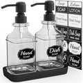 Soap Dispenser - 2 Pack, Antique Design Thick Glass Hand Soap Dispensers by LMQML