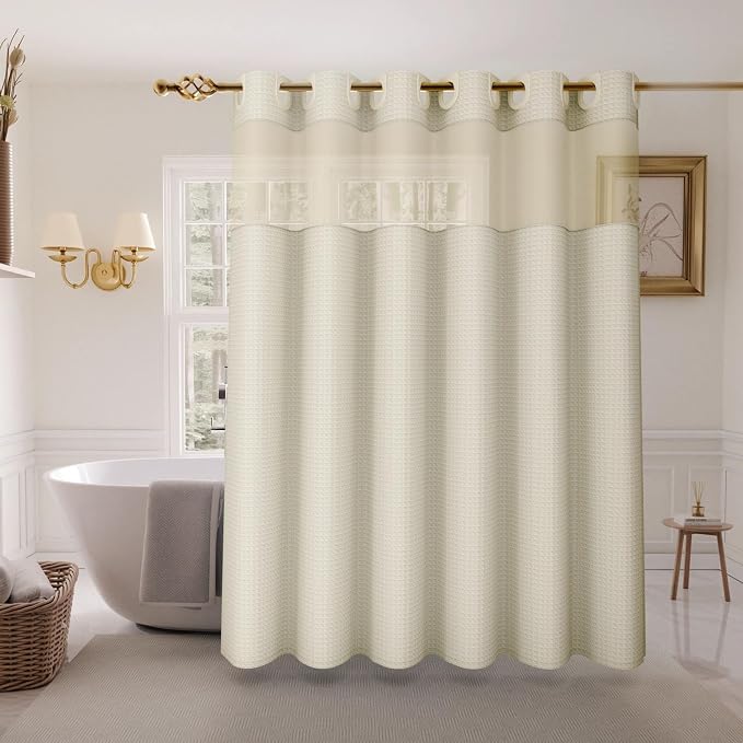 Inhousolu Long No Hook Shower Curtain by INHOUSOLUHOMEDECOR