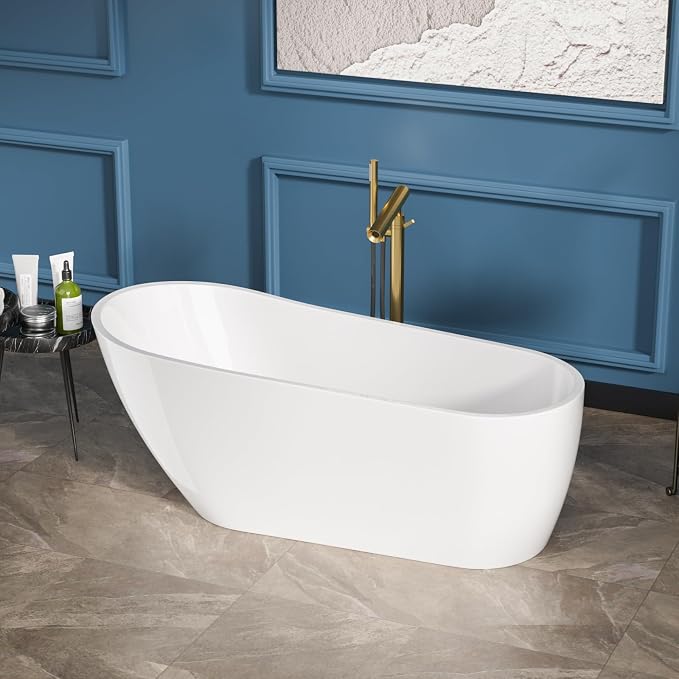 Sarlai 67 Inch Acrylic Freestanding Soaking Bathtub Contemporary Soaking White - Image 3