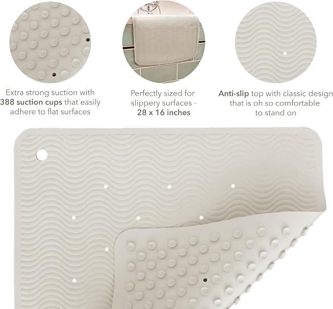 HEVEA Natural Rubber Wave Bath Mat – Long 28 × 16 in - Image 2