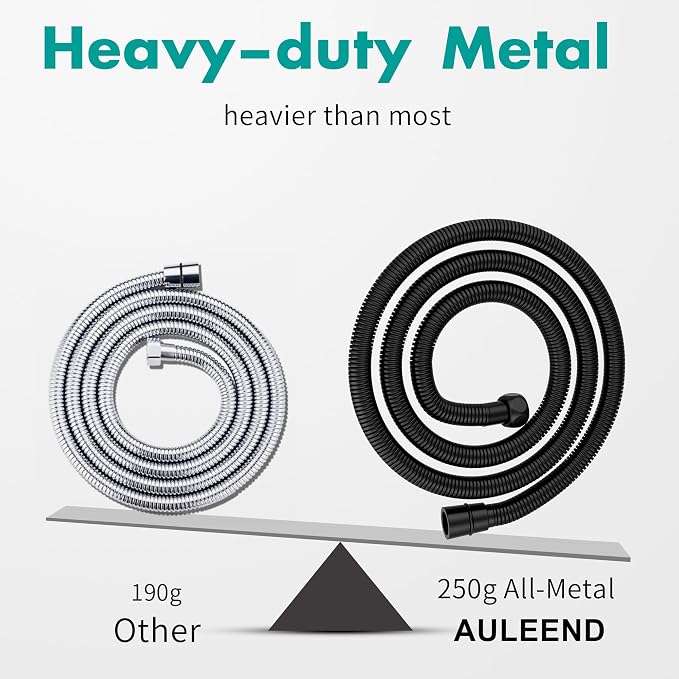 AULEEND，59 inch，encrypted shower hose 304 stainless steel metal - Image 4