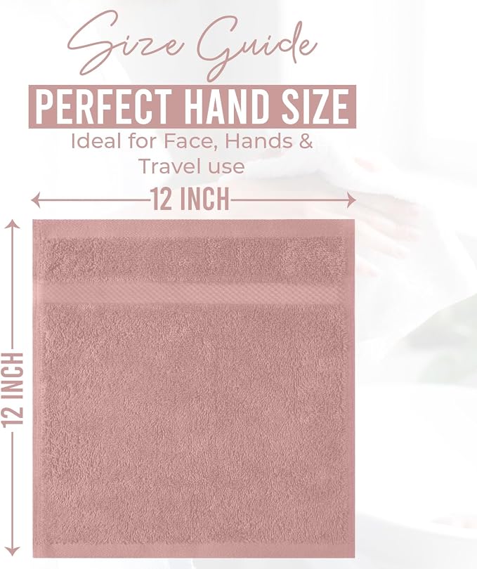 DAN RIVER 12-Pack Premium 100% Cotton Dusty Rose Face Towels – Reusable Face - Image 2