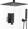 Matte Black Full Body Rain Shower System 16 Inch Ceiling Mount Dual Function by NPYSVSSS