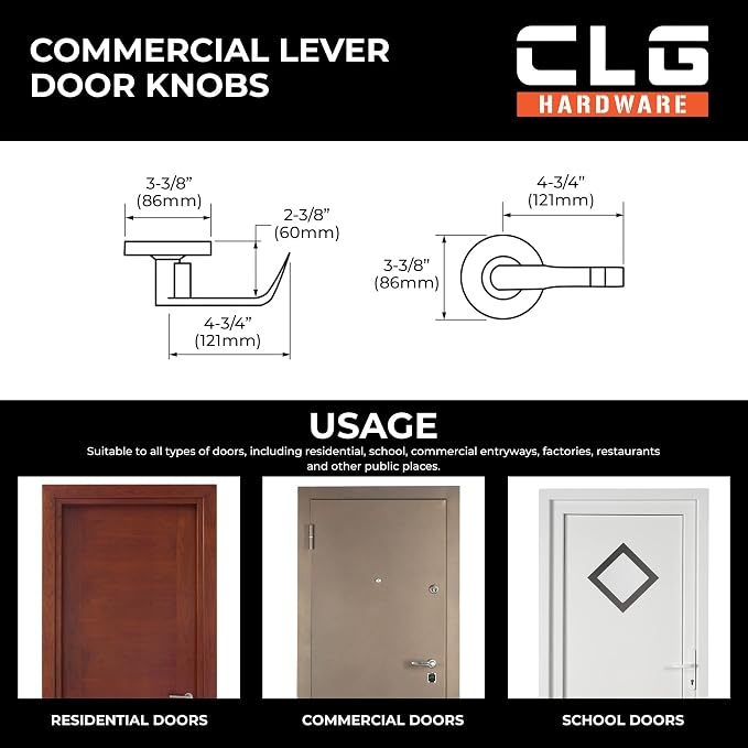 CLG HARDWARE Commercial Lever Door Lock - Image 3