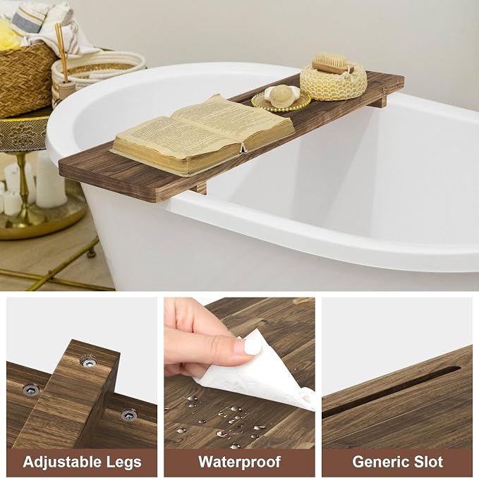 Premium Bathtub Tray, Large & Thick Bath Tub Tray, Solid Acacia Wood Bath Tray - Image 5