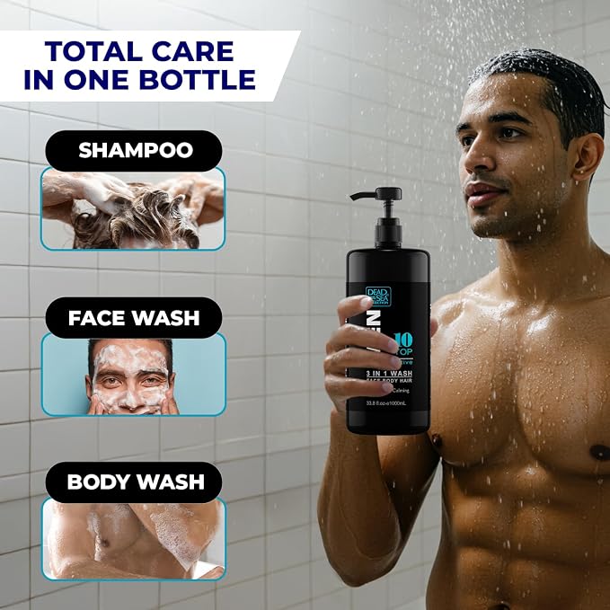 Dead Sea Collection TOP 10 ACTIVE Mens Body Wash 3 in 1 – Sandalwood Body Wash - Image 5