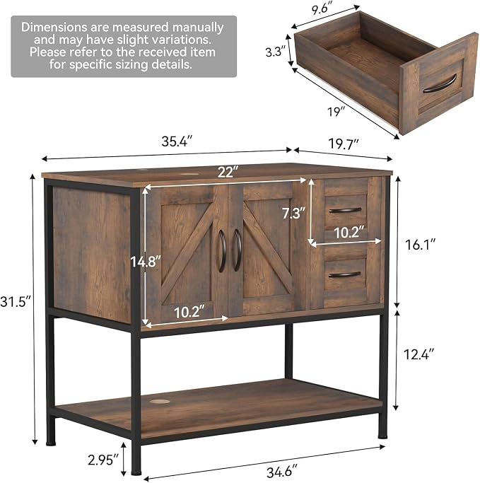 YOURLITE Bathroom Vanity, Dark Brown Modern Wood Washroom Cabinet - Image 3