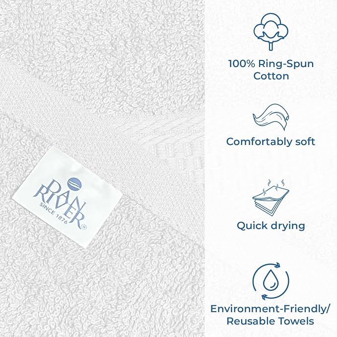 DAN RIVER 100% Ring Spun Cotton 3-Piece Towel Set, Bath Towel, Hand Towel and - Image 3