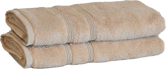 Mosobam Luxury Turkish Set of 2 Hand Towels 16X30 Light Taupe 700 GSM Bamboo by Mosobam