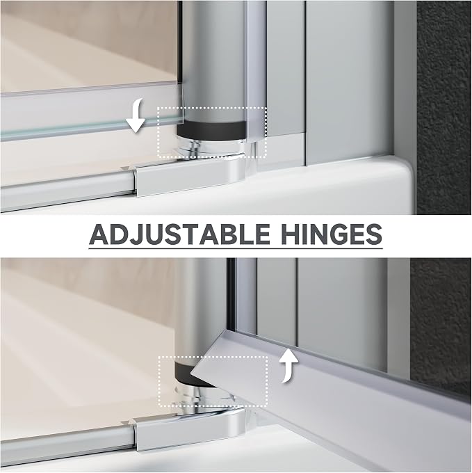 ​UCALAFEE 31.5-33 inch Pivot Shower Door, Semi-Frameless Sliver Bathroom Door - Image 6