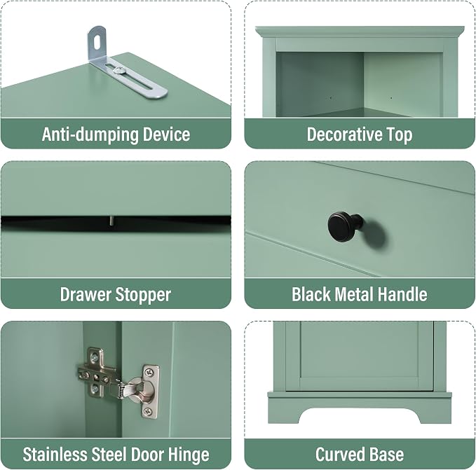69" H Tall Corner Cabinet with Adjustable Shelves and Drawers, Storage - Image 8