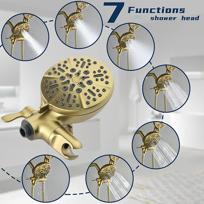 Dual Shower Faucet Set with Valve High Pressure Dual 2 in 1 Shower Combo Set - Image 4