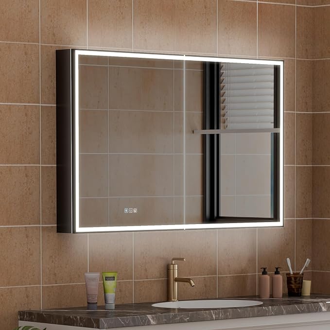 WELLFOR 48" X 30" LED Mirrored Medicine Cabinet, Medicine Cabinets by WELLFOR