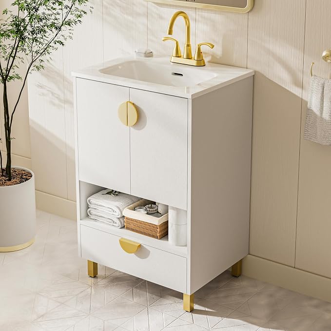 phiestina Fully Assembled 24 Inch White Modern Bathroom Vanity - Image 2
