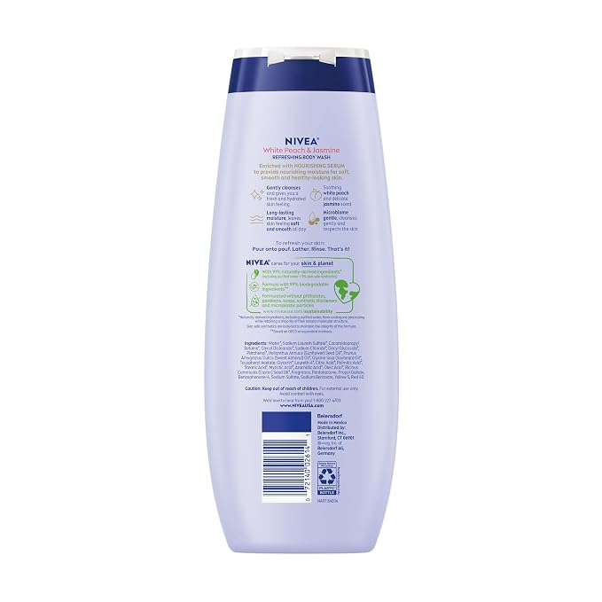 NIVEA Refreshing White Peach and Jasmine Body Wash - Image 13