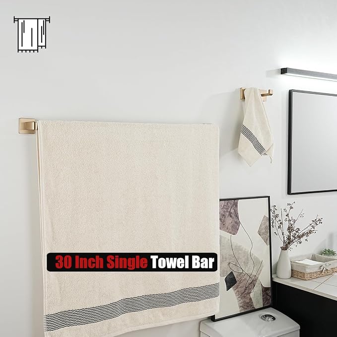 JQK Champagne Bronze Bath Towel Bar, 30 Inch 304 Stainless Steel Thicken 0.8mm - Image 6