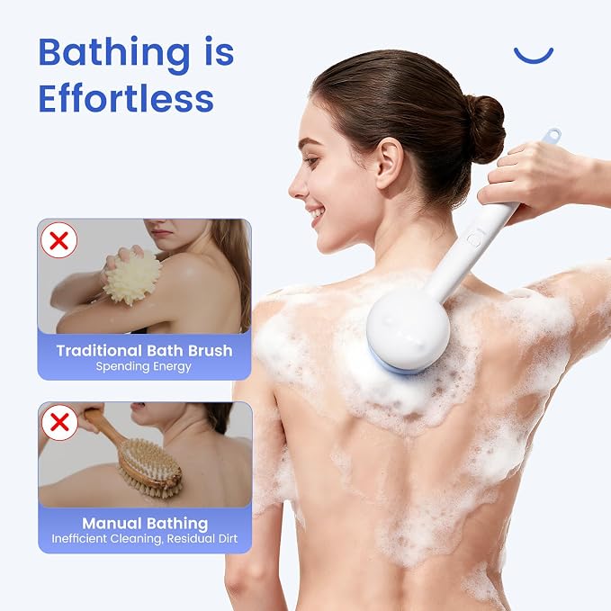 Electric Back Scrubber for Shower Body Brush, Waterproof Shower Body Scrubber - Image 2