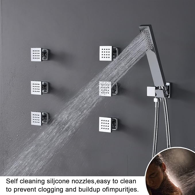 Digital Tempreature Display Full Body Shower System Wall Mounted 8 Inch Rain - Image 5