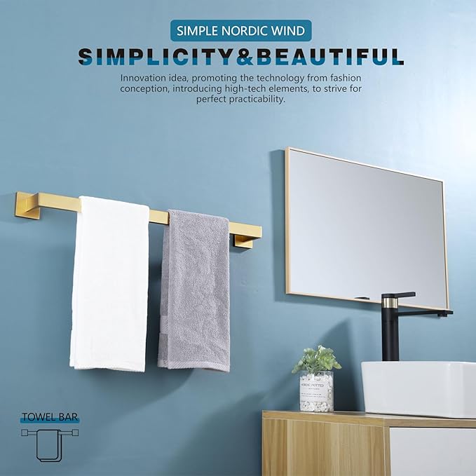 KOKOSIRI 24-Inch Single Towel Bar, Bathroom Kitchen Towel Holder, Wall Mounted - Image 4