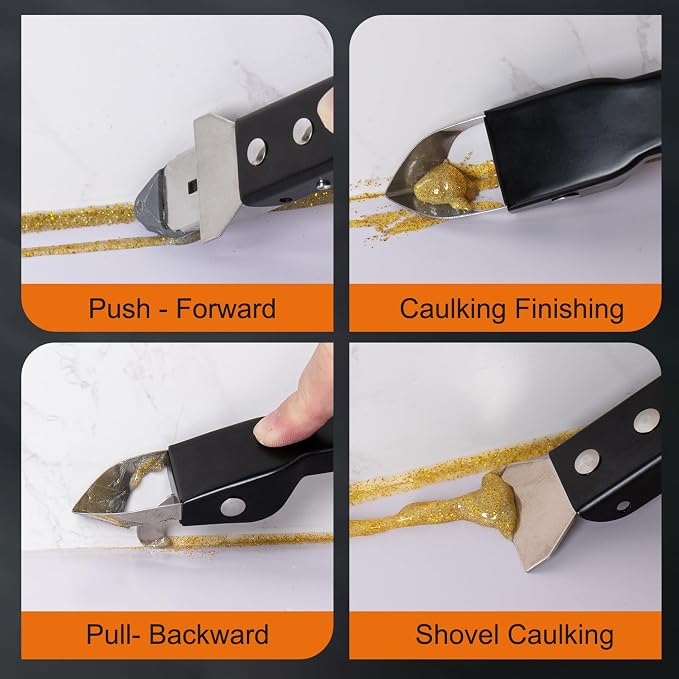 Caulking Tool Kit, Stainless Steel Caulk Remover Tool, 4 in 1 Grout Removal Tool - Image 4