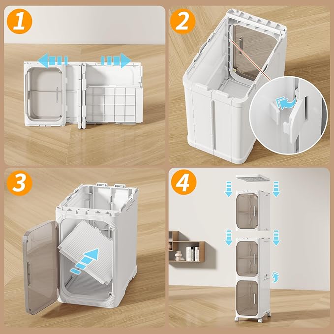 KHNR 2-Tiers Slim Bathroom Storage Cabinet, Foldable Storage Cabinets, Narrow - Image 8