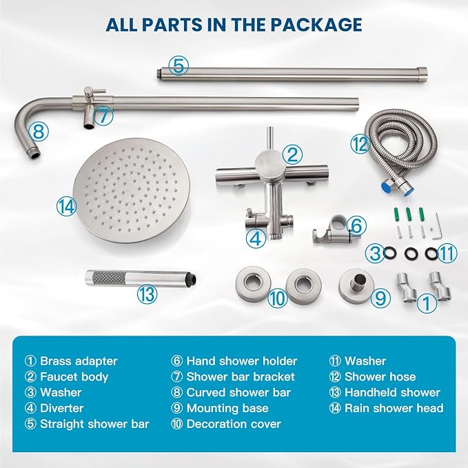gotonovo SUS304 Outdoor Shower Fixture High Pressure Shower System Wall Mount 2 - Image 9