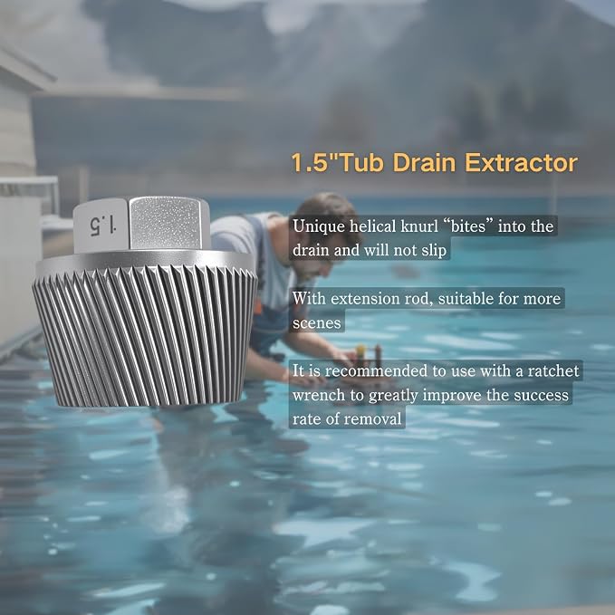 1.5" Tub Drain Extractor Bath Tub Drain Removal Tool - Image 2