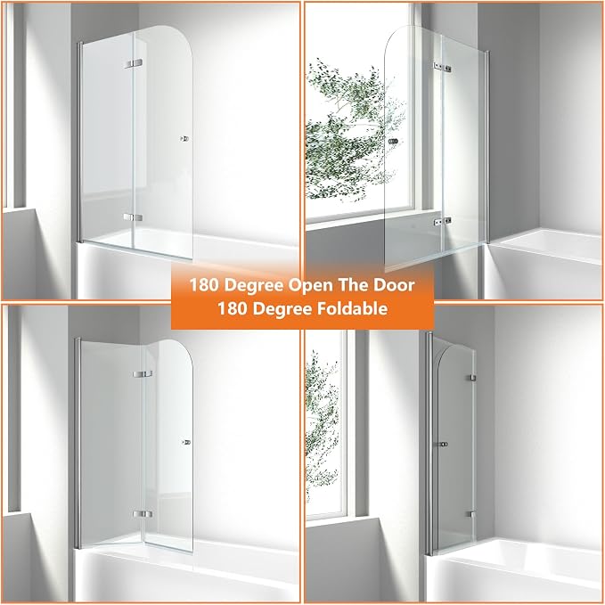 CKB Pivot Bathtub Shower Door, 35“ W × 55” H, 1/4" SGCC Tempered Glass - Image 8