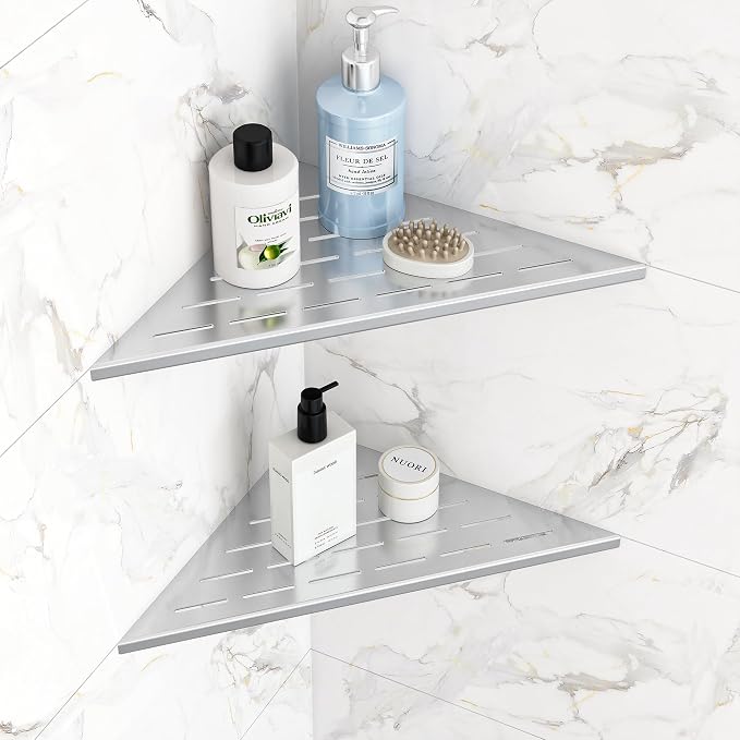 Corner Shower Shelves, 12” Recessed Tile Shower Shelf, 304 Stainless Steel by Qeke