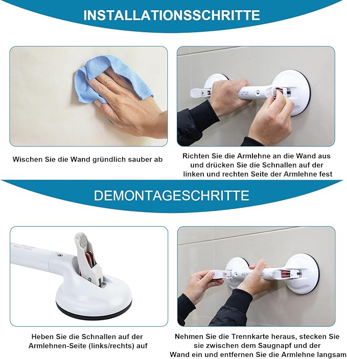 19inch Upgrade Suction Shower Grab Bar, Portable Shower Handle Bar Suction Grip - Image 4