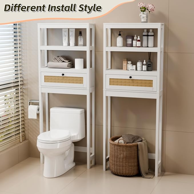 Over The Toilet Storage Cabinet, 3-Tier Bathroom Organizer - Image 4