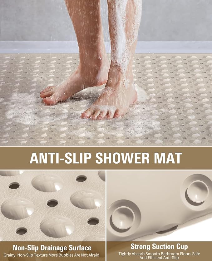Yolife Extra Large Shower Mat, 34.3" L x 23.3" W TPE Anti Slip Stand Up Shower - Image 5