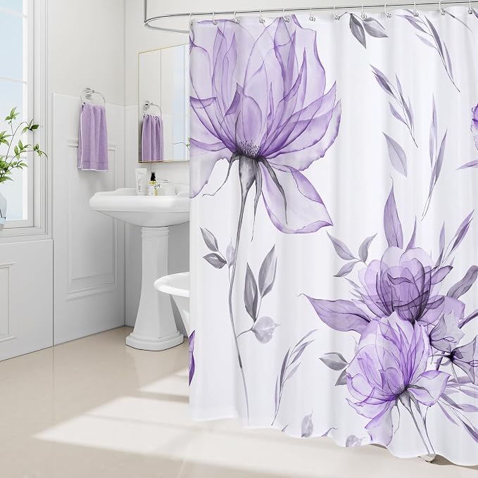 Long Boho Watercolor Floral Shower Curtain 72 x 78, Artistic 78 Inch Long - Image 2