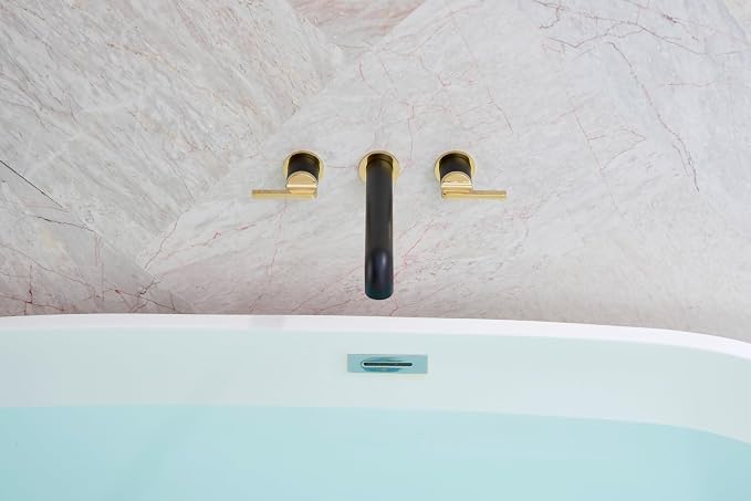 SITGES Polished Gold and Black Solid Brass Wall Mount Bathtub Faucet, High-End - Image 5
