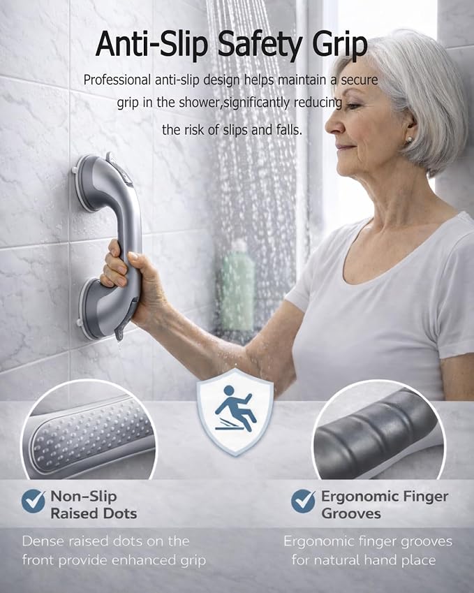 2 Pack Grab Bars for Bathtubs and Showers, Suction Grab Bar, Heavy Duty Shower - Image 3