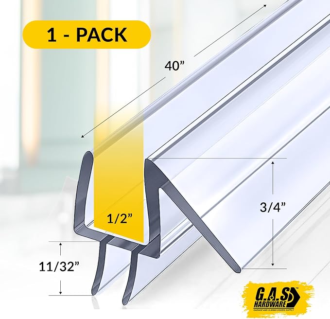 1/2" Frameless Glass Shower Door Bottom Sweep – 40" Ultra-Clear Drip Rail Seal - Image 4