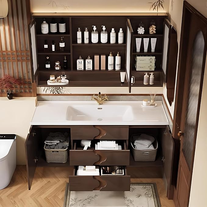 56 inch Bathroom Vanity with Sink – Modern Wall Mounted Bathroom Vanity Cabinet - Image 3